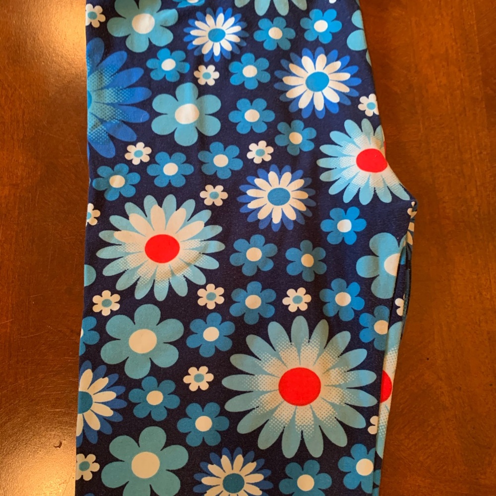 LuLaRoe One Size Leggings blue/red/floral